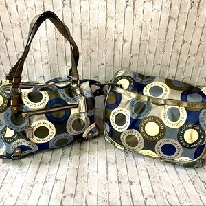 💙💙COACH💙💙 SIGNATURE SATEEN MATCHING PURSE & DIAPER-BAG - Blue Multicolored